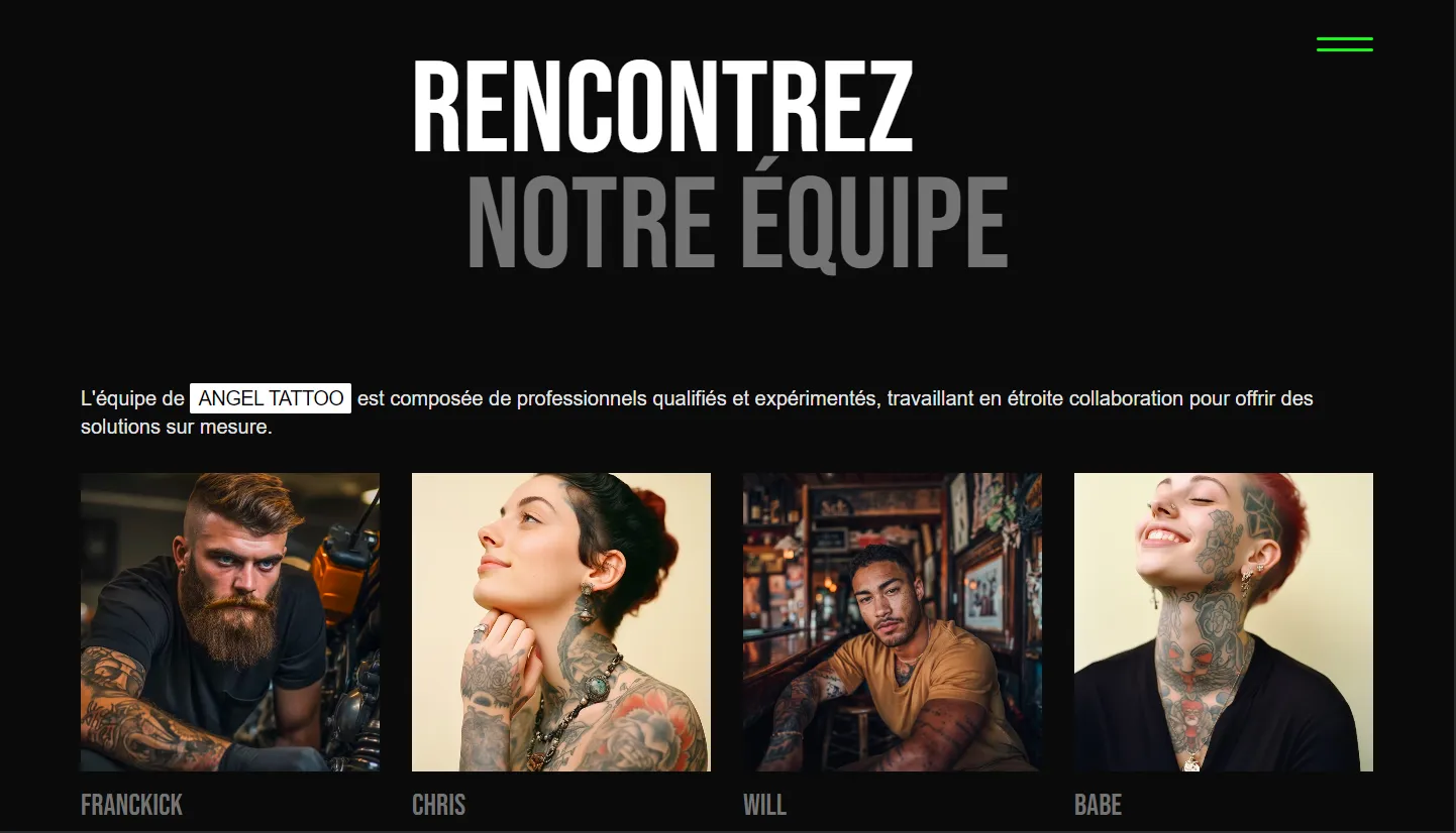 Page dédiée à l'équipe du studio.